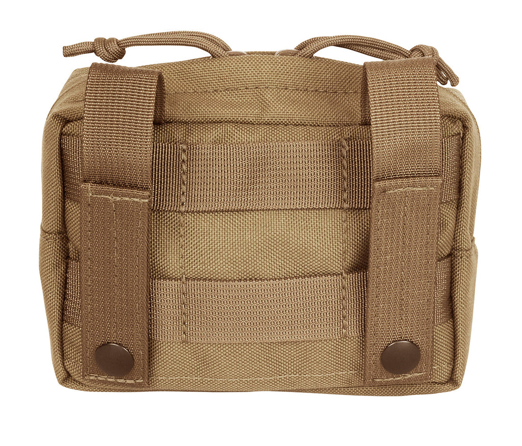 Back of the coyote tan MOLLE admin pouch showing the MOLLE straps